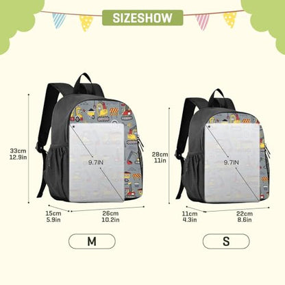 Construction Vehicles Cartoon Toddler Backpack Waterproof Mini Backpack Boys/Girls Cute Small Backpack Kindergarten Pre School Bags 13 Inch - color: Construction Vehicles Cartoon, size: Medium