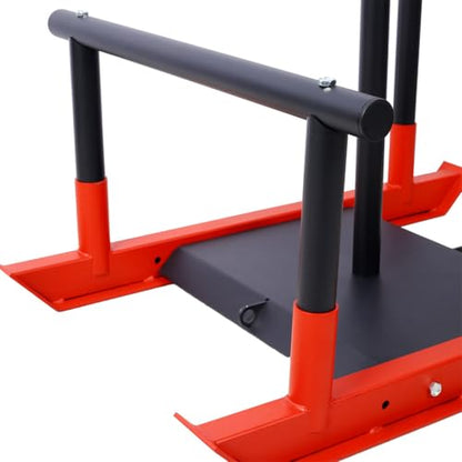 Weight Sled for Strength and Speed Training, Push Pull Workout Sled with Harness and Straps, Fitness Power Sled for Athletic Exercise, Compatible with 1" and 2" Weight Plates