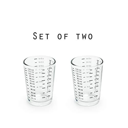 Fox Run Mini Multi-Purpose Liquid and Dry Measuring Shot Glass, Set of 2, 4-Ounce Cups, Clear, Small - size: 4 oz, style: Set of 2
