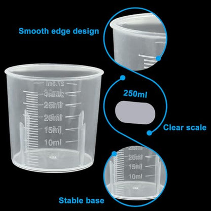 Waziaqoc 30ml/1.02oz Plastic Graduated Beaker (6 Pack), Transparent PP Measuring Cup Mixing Cup for Kitchen Lab - color: 6pcs, size: 30 ml
