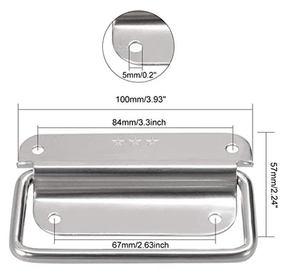 XMHF 4 Inch Pull Ring Handle Stainless Steel Foldable Boat Hatch Latch Cabinet Lifting Ring Pull Handle - Pack of 2 - size: 4 Inch