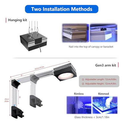 4PCS PopBloom RL90 Led Aquarium Fish Tank LED Planted Light Freshwater Aquarium Lamp for 96" 240CM Fish Tank Light with Smart APP Control - color: Black, size: Freshwater - With Hang Kit