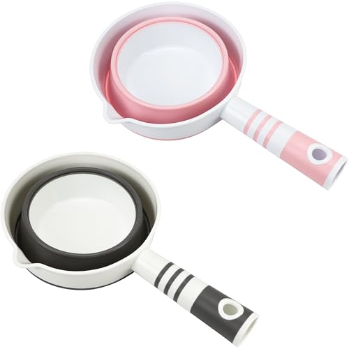 2Pcs Collapsible Water Ladle Bathroom, Foldable Water Scoop & Dipper, Travel Tabo Portable Rinse Cup for Hair Washing Cleaning Soaking, Kitchen Garden Camping, Small Plastic Shower Bucket Pourer Mug