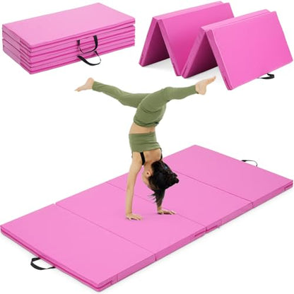 Gymnastics Mat, 3x6FT / 4x8FT 2" Thick Kids' Folding Tumbling Mat - color: 3x6FT-Pink