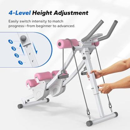 MERACH Ab Machine, Adjustable Ab Trainer Machine - color: White&PINk, size: large