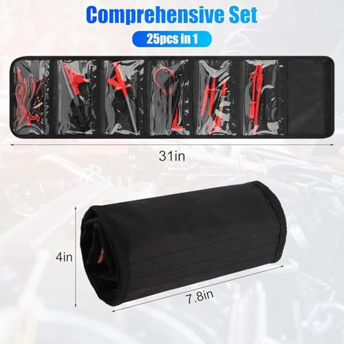Linkstyle 25PCS Silicone Multimeter Test Leads Kit: Replaceable Wire Piercing Probes, Test Hook Clips, Alligator Clips, Testing Tweezer for Digital Electrical Multimeter Testing - color: 25PCS: Red+Black