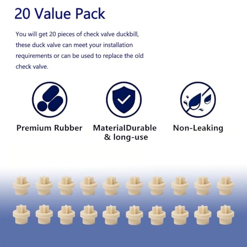Upgrade MCCVDB0 Check Valve Duckbill Only Replacement for MCCP202 Tube, Compatible with Sten-ner 45, 85, 100 & 170 Series Adjustable & Fixed Pumps, for Regular Maintenance of PUM, 20 Pack