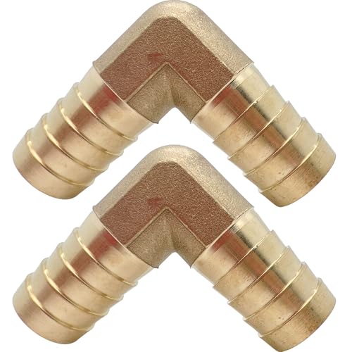 2pcs Brass Hose Barb Fitting 1/2" x 1/2" Barbed 90 Degree Elbow Connector L Right Angle by CX WONDERLAND - size: 1/2" Hose Barb