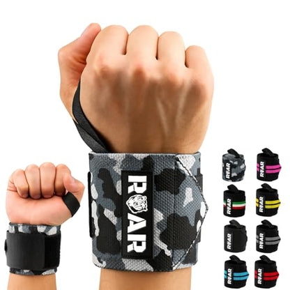 Wrist Wraps for Weightlifting (Pair) – Heavy-Duty Wrist Support with Thumb Loop, Reinforced Stitching & Strong Velcro – For Bench Press, Cross Training, Strength Training & Gym Workouts