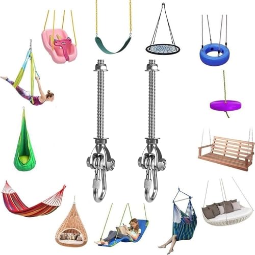 2 Heavy Duty Swing Hangers 180° Stainless Steel Swing Hooks 800LBS Capacity Playground Swing Seat Hardware Hammock Chair Porch Swing - size: 2 Pack 180°