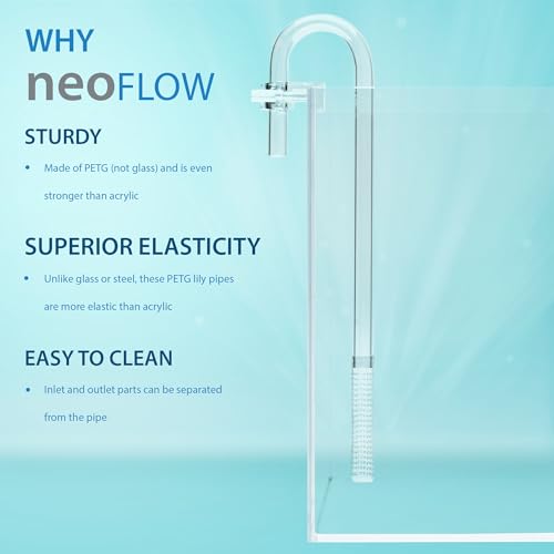 Aquario Neo Flow - Freshwater Aquarium Lily Pipes for Planted Aquarium Canister Filters, Cuttable, Adjustable, Modular Fish Tank Lilys, Non-Suction Cup - Large, 17mm OD for/fits 5/8"(16/22) Tubing