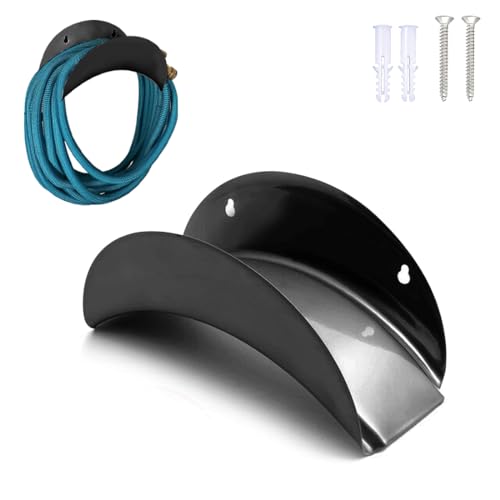 LUEXBOX Water Hose Holders Organizer for Outside Can Accommodate Large Hoses, Wall Mount Garden Stand Hanger for Storage Waterhose (Black) - color: Black 1Pack