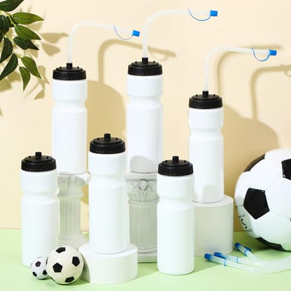 Lacrosse Water Bottles with Straw, for Hockey Football, White - color: White