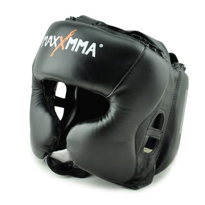 MaxxMMA Headgear L/XL Boxing MMA Training Kickboxing Sparring Karate Taekwondo - color: Black