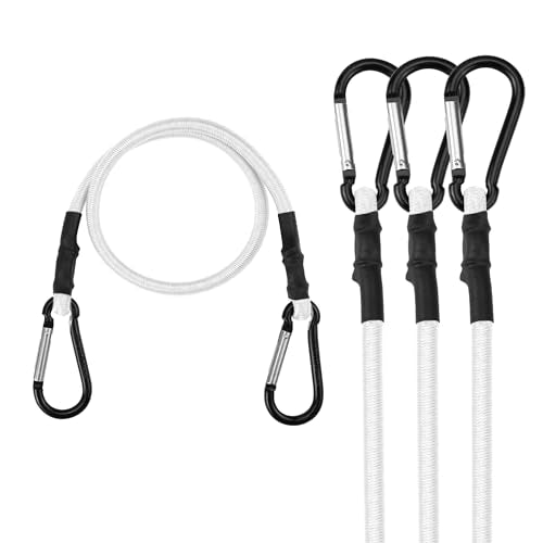 WORKPRO 24" Bungee Cords with Hooks, 4 Pack Heavy Duty Outdoor Bungee Strap | Bungie Cord, No Odour Bungee Rope for Securing Tarps, Tent, Luggage Rack, Cargo, Bike,Transporting, Garage Storage, White - color: White, size: 24" x 4PCS