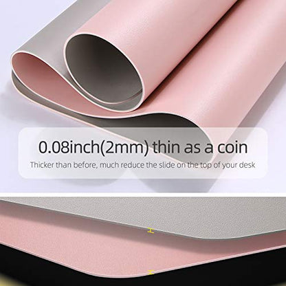 YSAGi Multifunctional Office Desk Pad, Ultra Thin Waterproof PU Leather Desk Mat, Dual Use Desk Writing Mat for Office/Home (35.4" x 17", Pink) - color: Pink, size: 35.4" x 17"