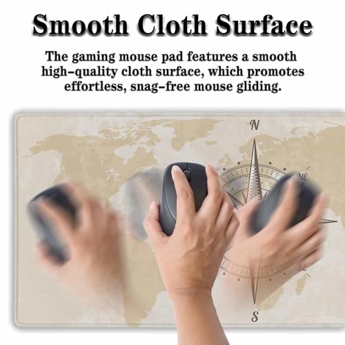 Office Desk Pad Compass Big Desk Mat, Gaming Mouse Pads Long Mousepad, Keyboard Pad Waterproof Non-Slip Rubber Base, 35.4 X 15.7 inch for Work/Game/Office/Home Old World Map Nautical Compass - color: Old Compass