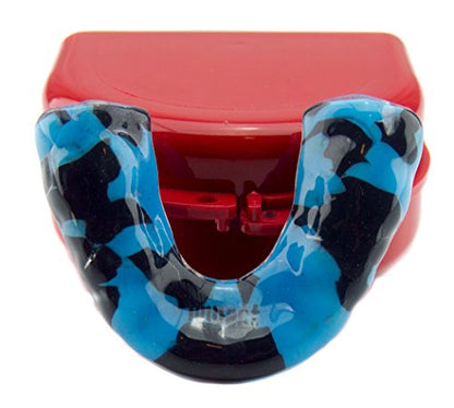 Impact Custom Professional MMA/Boxing/Muay Thai Mouthguard with Trim for Gag Reflex - color: Black Blue Tie Dye