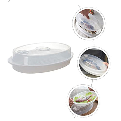 Luxshiny Household Fish Steaming Holder with Lid for Microwave Capacity Fish Steamer Plate with Vent Quick Heat Transfer and Food Steamer for Family Cooking
