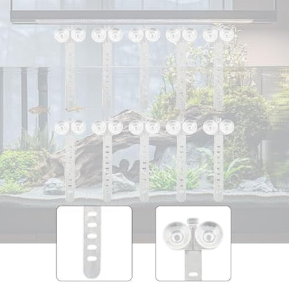 10 Pieces Aquarium Cable Ties Adjustable Suction Cup Holders Airline Tubing Managing Tools TRP Material Easy Installation Suitable for Fish Tank, White