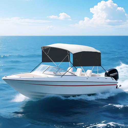 Detachable Clip in Bimini Top Mesh Sidewalls, Boat Sun Shade Universal Fit for 3 Bow Bimini Tops, with Straps Clips (Bimini Tops Not Included) - size: 3 Bow