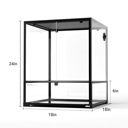 18" x 18" x 24" Glass Reptile Terrarium, Knock-Down Rainforest Reptile Habitat Tank with Front Opening Doors & Top Screen Ventilation, 30 Gallon Vertical Terrarium