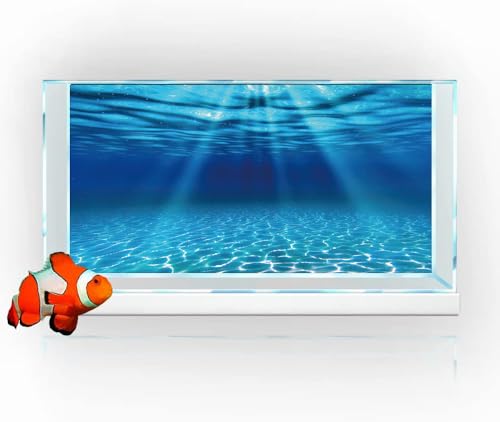 Natural Undersea Aquarium Background, Underwater Ocean Sunlight Fish Tank Background 72X24IN with 8 EVA Double-Sided Tape - color: Ocean, size: 72X24in/180X60cm