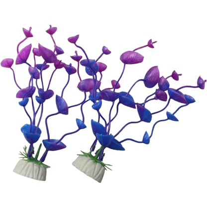 4 Pcs Green Artificial Plastic Plants Fish Tank Plants Fish Aquarium Decoration (Purple) - color: Purple