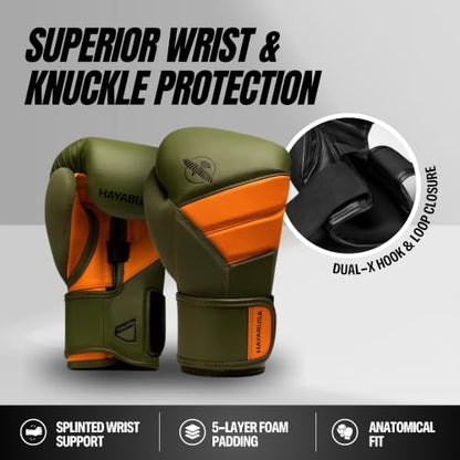 Hayabusa T3 Boxing Gloves - Sparring - color: Green/Orange, size: 10oz