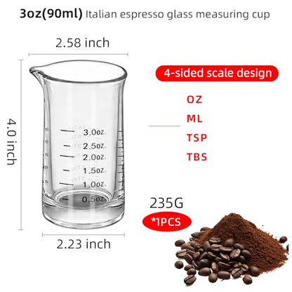 1Pc 3 Oz Glass Measuring Cup,Borosilicate Shot Glass with V-Shaped Spout-Black Red Line 90ml Precision Measuring Cup for Kitchen & Bar (1, Black) - color: Black