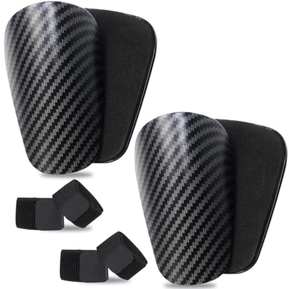 Mini Shin Guards Soccer Kids,Small Protective Gear with Fixed Straps - color: Carbon pattern, size: M(H: 4.5 in,W: 2.9 in)