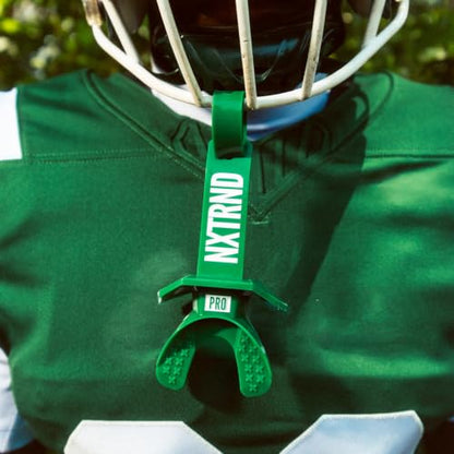Nxtrnd Two Pro Football Mouth Guard, Permanent Strap, Fits Adult & Youth (Dark Green) - color: Dark Green Pro