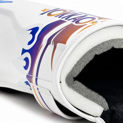 YOKKAO Microfiber Shin Guards - A-Grade Thai Microfiber | Multi-Layer Foam | Single-Shell Wrap | Produced at YOKKAO Factory, Thailand | S-L - color: White Flame, size: Medium