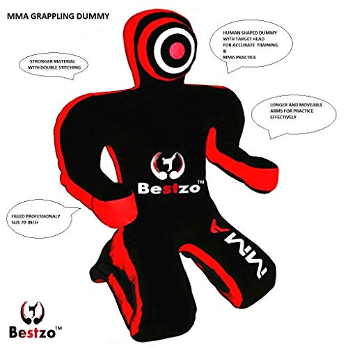 Bestzo MMA Grappling Dummy Brazilian Jiu Jitsu Dummy Wrestling Grappling BJJ Dummy Black, Judo Punching Bag Throwing Dummy for Karate, Boxing Training - color: Synthetic Leather Black, size: 59 in (5 ft)