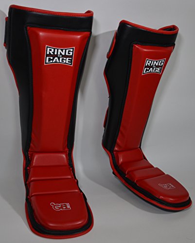 Ultima GelTech MMA Muay Thai Grappling Shin Instep Shin Guards - color: Red, size: Medium