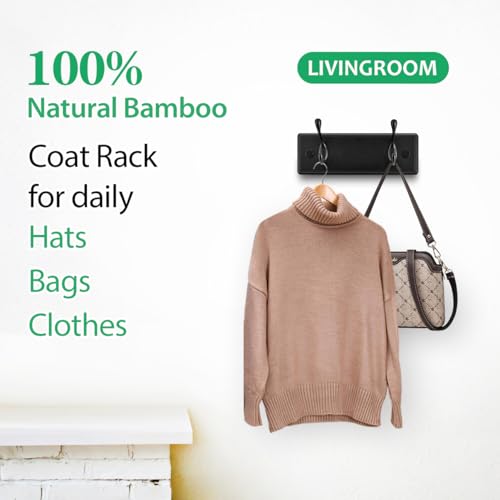 Badiano Heavy Duty Wooden Coat Rack, Wall-Mounted Organizer, 9 Inch, Black - color: Black, size: 2 Hooks