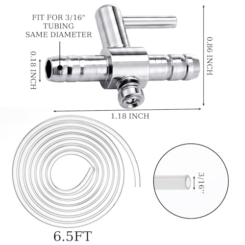 20pcs Aquarium 1 Way Thread Valves Air Flow Control Valves with 1 Aquarium Airline Tubing 6.5 Feet Standard 3/16" Air Hose for Fish Tank