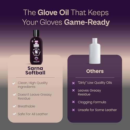 SARNA BASEBALL Glove Oil for Softball & Baseball Gloves, 8 Oz – Lanolin-Based Formula, Helps Soften Leather & Prevents Cracking – Game-Ready Glove Oil to Break in Gloves - size: 8oz Softball