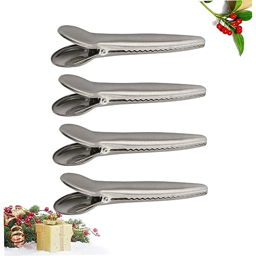 Cabilock 4pcs Multi-Functional Food Containers Lids Sealing Clips Stainless Steel File Clip Office Home Fixing Clamp