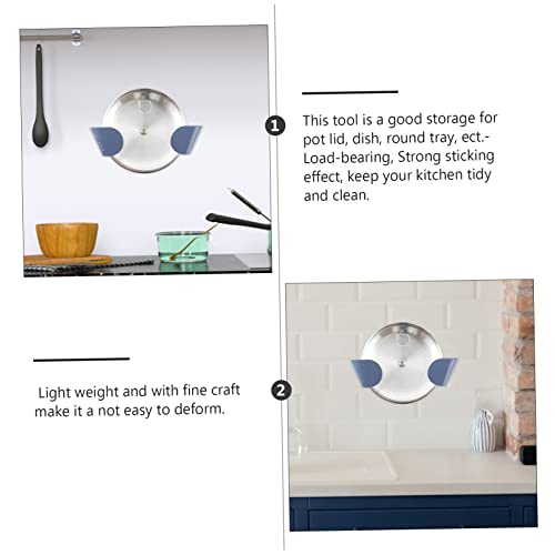 VOSAREA 5pair Abs Frosted Pot Lid Holder Seamless Adhesive Kitchen Storage Rack for Lids Pans and Trays Lightweight Organizer for Tidy Kitchen Use Blue