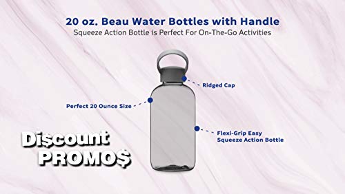 DISCOUNT PROMOS 10 Beau Water Bottles with Handle Set, 20 oz. - Flexi-Grip, Plastic, Drinkware - Smoke - color: - Blank - Smoke, size: 10 bottles