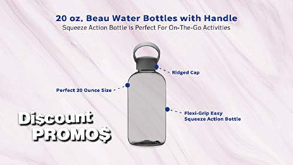 DISCOUNT PROMOS 10 Beau Water Bottles with Handle Set, 20 oz. - Flexi-Grip, Plastic, Drinkware - Smoke - color: - Blank - Smoke, size: 10 bottles