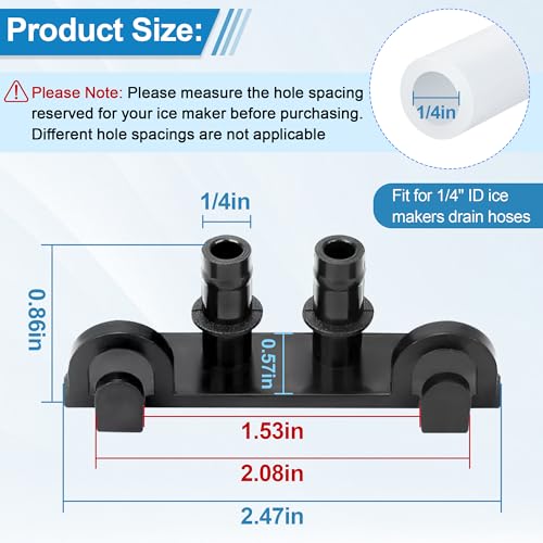 Ice Maker Drain Hose Stopper Cap with Hanger Compatible with GE Opal Nugget Ice Maker GIMN Series Ice Maker, Ice Maker Parts Drain Plug for 1/4 Inch ID Drain Hoses - Ice Maker Drain Hose Holder Clip