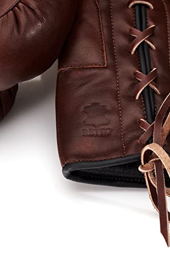 Modest Vintage Player Retro Heritage Brown Leather Boxing Gloves (Lace-Up)