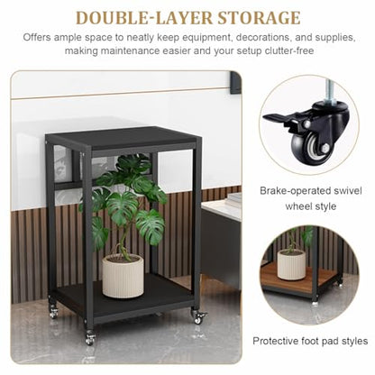 Rolling Breeder Tank Stands,Double Layered Solid Wood Fish Tank Stand,Carbon Steel Frame Structure,Small Reptile Breeder Turtle Tank Terrarium Rack Table for Home Office(White/Brown,40x40cm/16x16in) - color: White/Brown, size: 40x40cm/16x16in