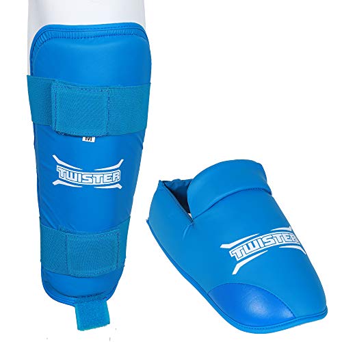 Muay Thai, Boxing, Kickboxing,Karate, Taekwondo,MMA Shin & Instep Padded Guards, Shin in Steps, Shin Guards - color: Blue, size: Large