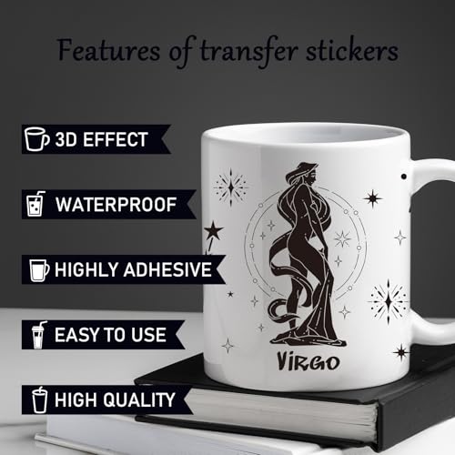 Constellation UV DTF Cup Wraps - 12 Sheets Twelve Zodiac Signs Uvdtf Decals for 16 oz Glass Cups, Black Astrology UV Transfer Stickers, Waterproof Rub on Transfer for Water Bottle DIY Crafts - style: Twelve Zodiac Signs