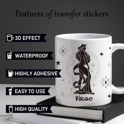 Constellation UV DTF Cup Wraps - 12 Sheets Twelve Zodiac Signs Uvdtf Decals for 16 oz Glass Cups, Black Astrology UV Transfer Stickers, Waterproof Rub on Transfer for Water Bottle DIY Crafts - style: Twelve Zodiac Signs