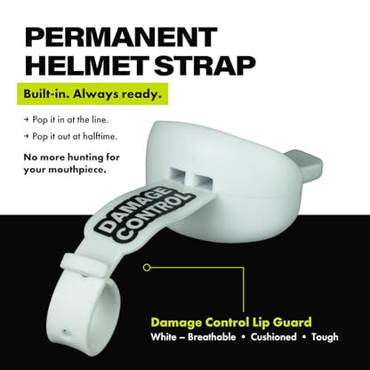DAMAGE CONTROL Pacifier Football Mouth Guard – Permanent Strap – White - color: White