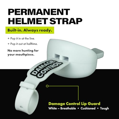 DAMAGE CONTROL Pacifier Football Mouth Guard – Permanent Strap – White - color: White